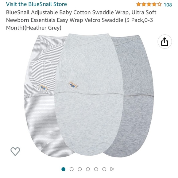 BlueSnail Adjustable Baby Cotton Swaddle Wrap 3 Pack - Picture 1 of 2